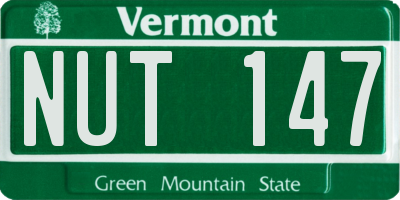 VT license plate NUT147