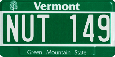 VT license plate NUT149