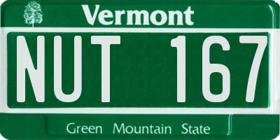 VT license plate NUT167