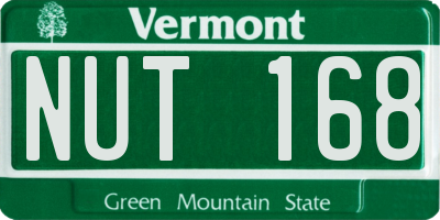 VT license plate NUT168