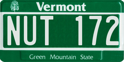 VT license plate NUT172