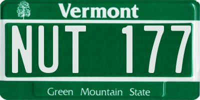 VT license plate NUT177