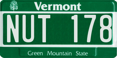 VT license plate NUT178