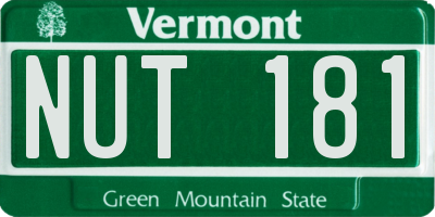 VT license plate NUT181