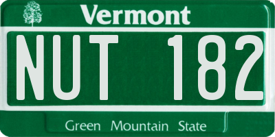 VT license plate NUT182