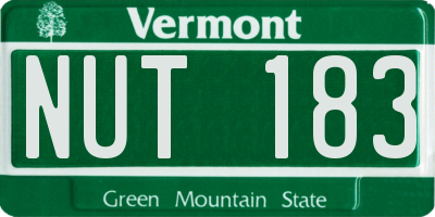 VT license plate NUT183