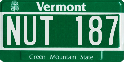 VT license plate NUT187