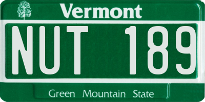VT license plate NUT189