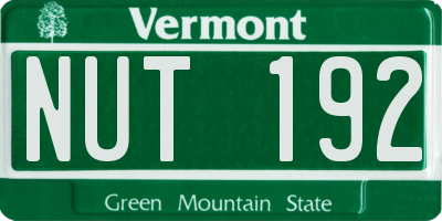 VT license plate NUT192