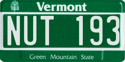 VT license plate NUT193