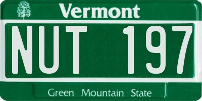 VT license plate NUT197