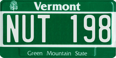 VT license plate NUT198