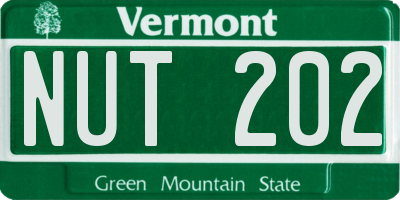 VT license plate NUT202