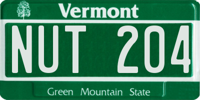 VT license plate NUT204