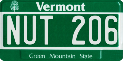 VT license plate NUT206