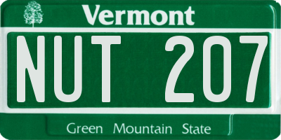 VT license plate NUT207