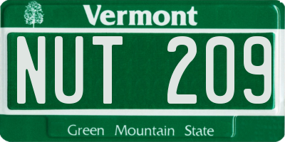 VT license plate NUT209