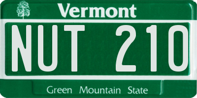 VT license plate NUT210