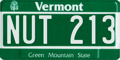 VT license plate NUT213