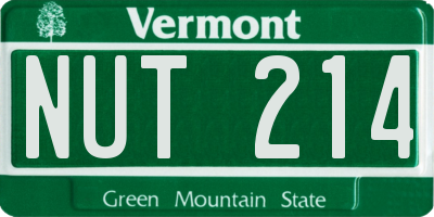 VT license plate NUT214