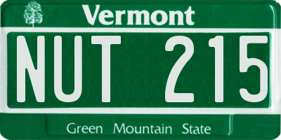 VT license plate NUT215