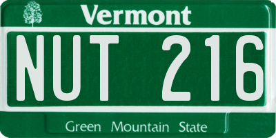 VT license plate NUT216
