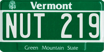 VT license plate NUT219