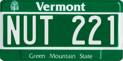 VT license plate NUT221