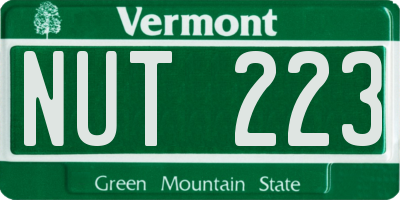 VT license plate NUT223