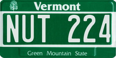 VT license plate NUT224