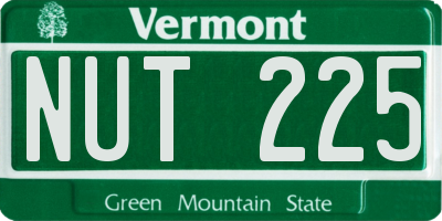 VT license plate NUT225
