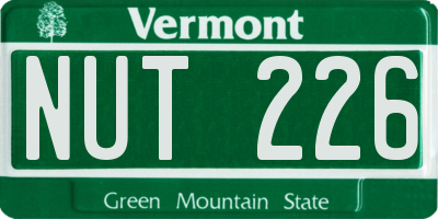 VT license plate NUT226
