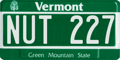 VT license plate NUT227