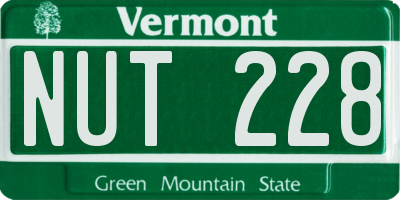 VT license plate NUT228