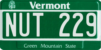 VT license plate NUT229