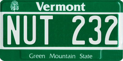 VT license plate NUT232