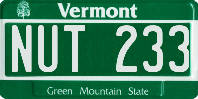 VT license plate NUT233