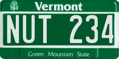 VT license plate NUT234
