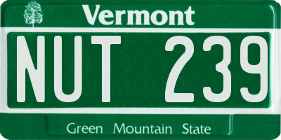 VT license plate NUT239