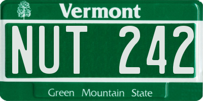 VT license plate NUT242