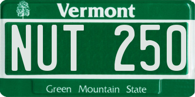 VT license plate NUT250