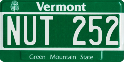 VT license plate NUT252