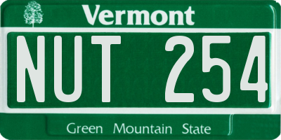 VT license plate NUT254