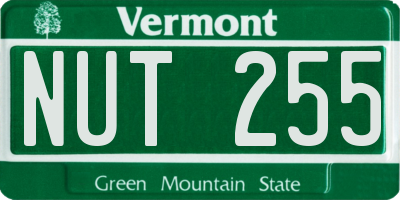 VT license plate NUT255