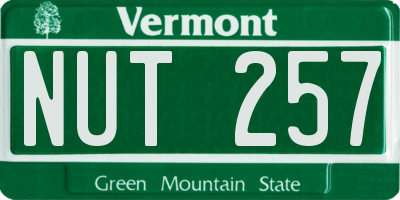 VT license plate NUT257