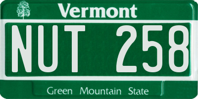 VT license plate NUT258