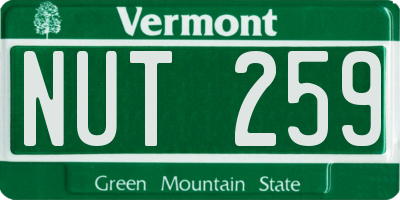 VT license plate NUT259