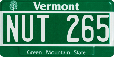 VT license plate NUT265