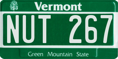 VT license plate NUT267