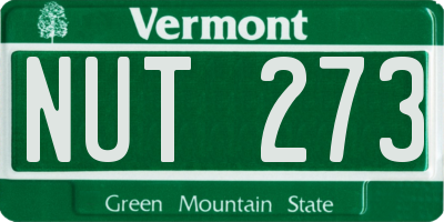 VT license plate NUT273